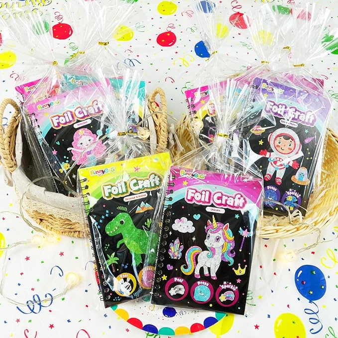 FUNNYB&G Foil Art Party Favors for Kids - 24 Pack Foil Art Crafts Kits Coloring Books, Goodie Bag Stuffers Party Favors for Kids 4-8 8-12, Bulk Birthday Classroom Prizes Girls Boys Gifts Halloween