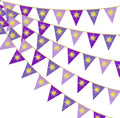 30Ft Purple Sun Party Decorations Purple Pennant Banner Flag Hanging Paper Triangle Bunting with Gold Sun for Birthday Bridal Shower Wedding Bachelorette Engagement Lavender Party Supplies