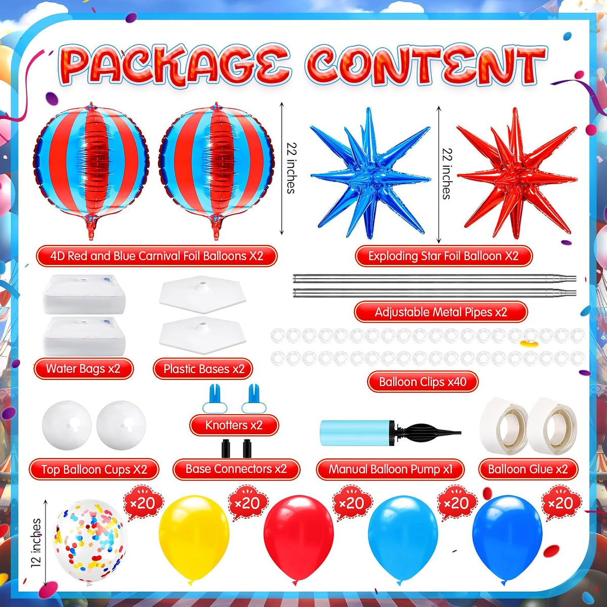2 sets circus party decorations carnival balloon column shown in use