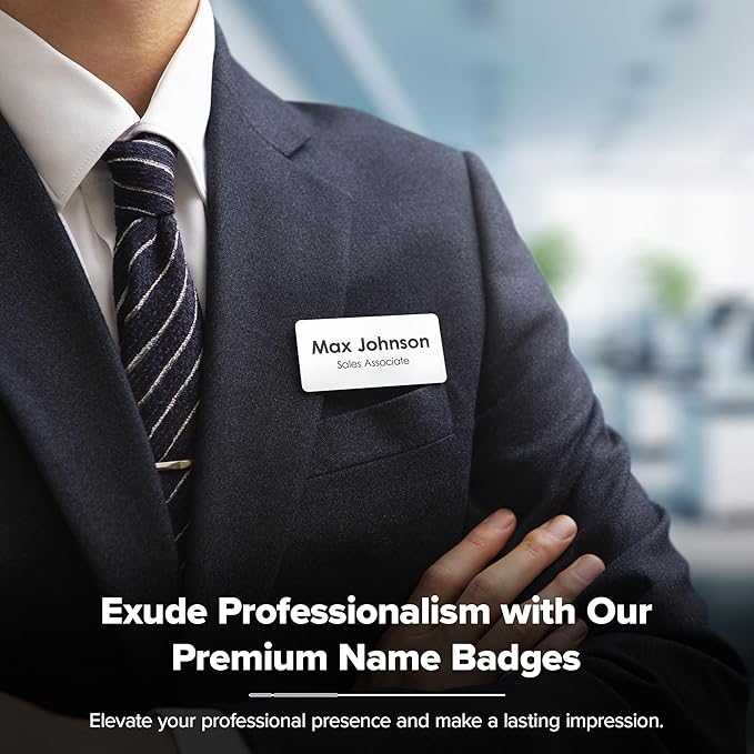 Name Tag, Magnetic White Name Tags, Personalized Name Tags, 1.5x3 Inches, Durable Engravable Impact Material, Made in The USA by My Sign Center