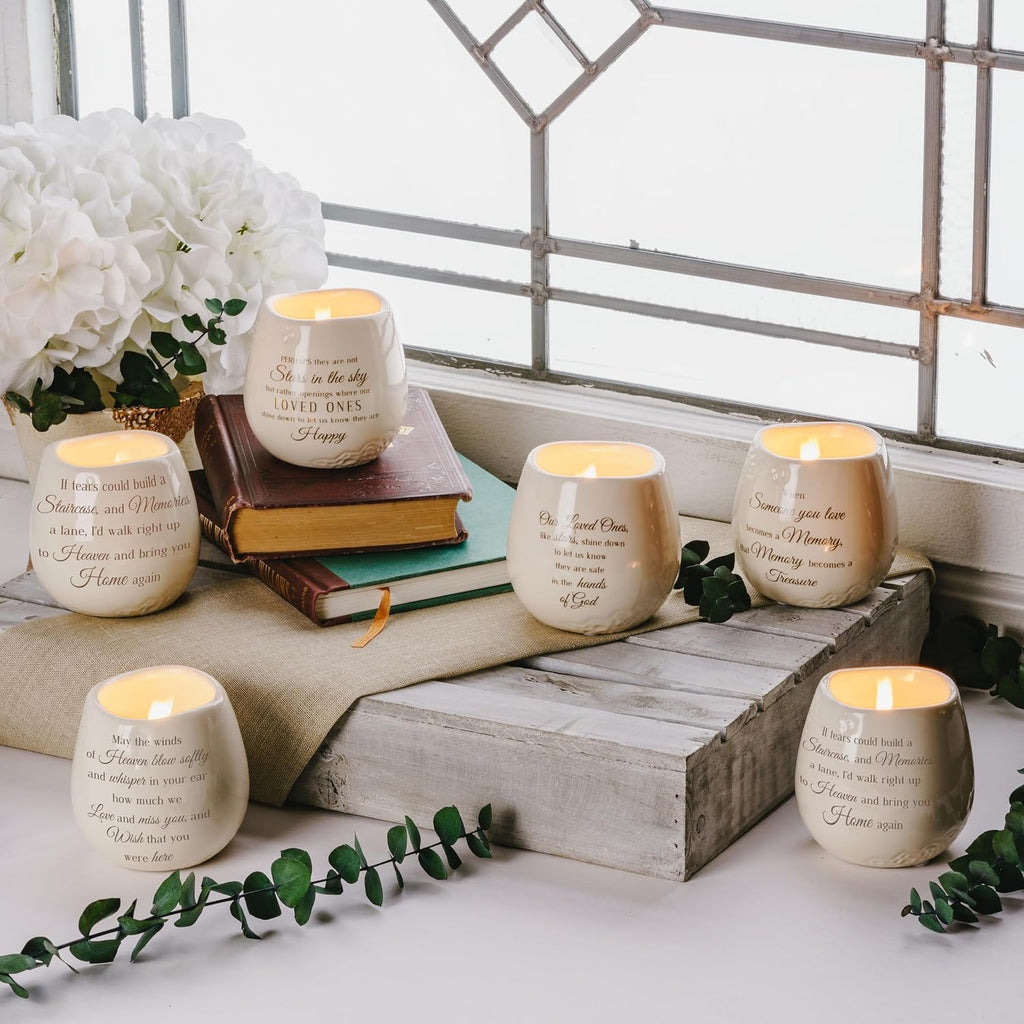 Pavilion Gift Company - Staircase to Heaven 8 oz Bereavement Candle, Memorial Gifts for Loss of Mother Father Friend Loved One, Remembrance, Condolences, Sympathy, 1 Count, Cream