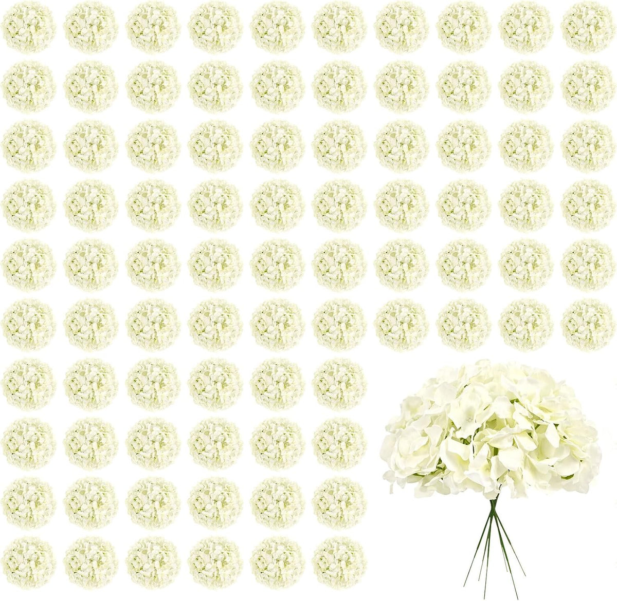 pesonlook 100pcs ivory hydrangeas artificial flowers,wedding centerpieces, main product view