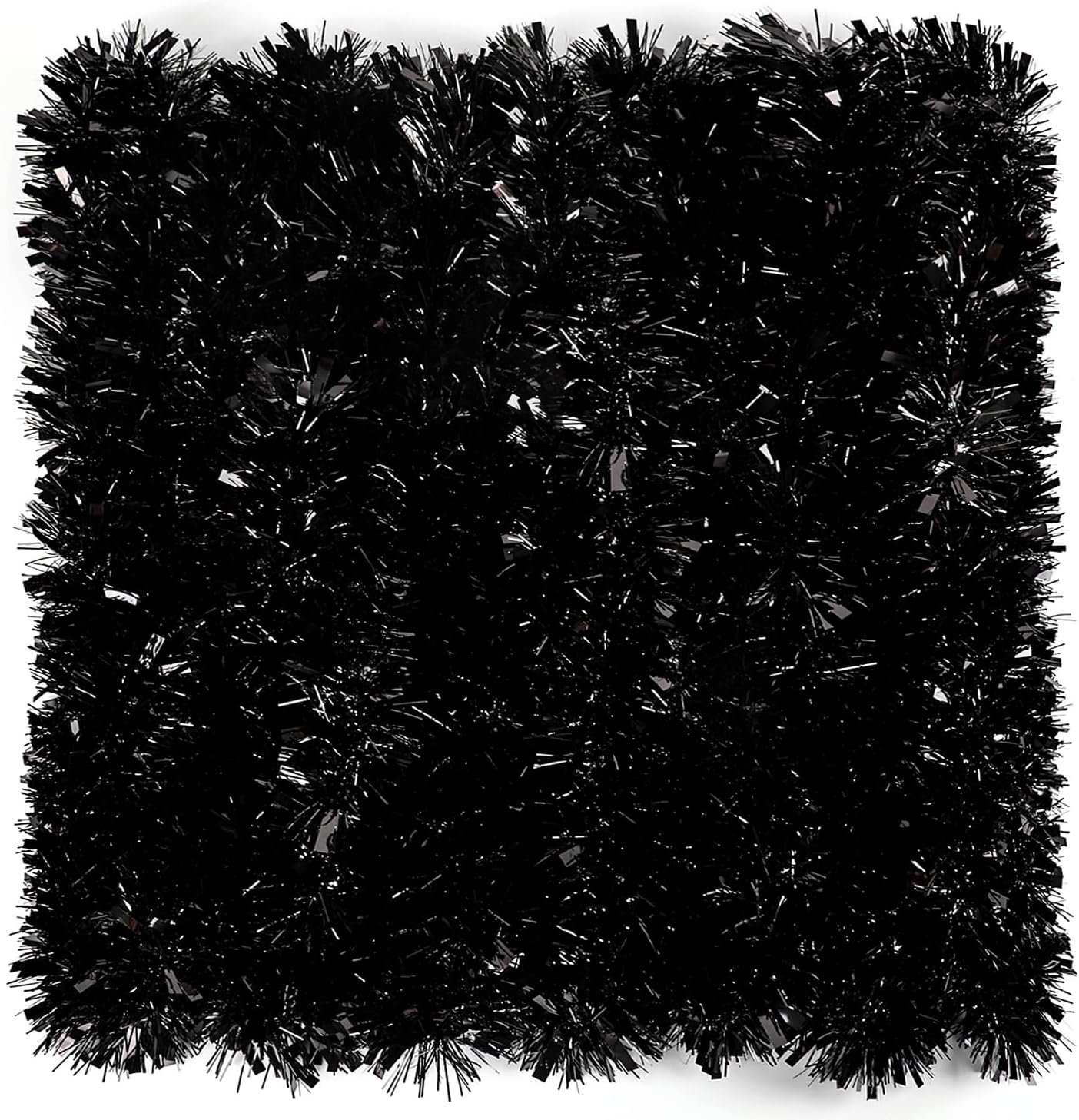 FOIMAS 33FT Black Tinsel Garland,Halloween Metallic Tinsel Garland Twisted Hanging Garland for Halloween Christmas Tree Fireplace Home Decoration