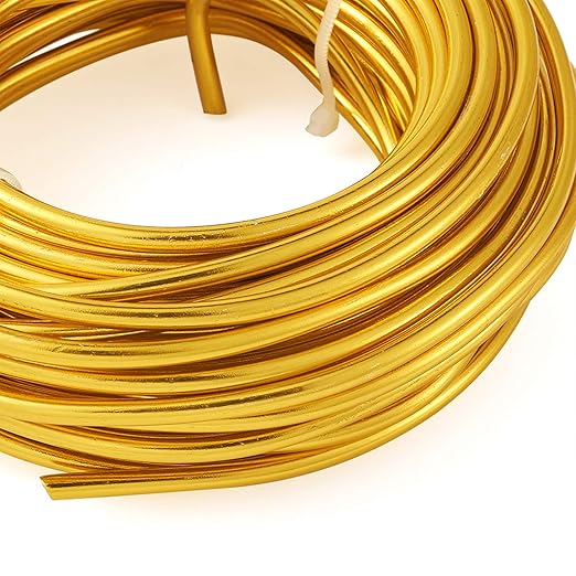 Fashewelry 32.8 Feet 5mm Gold Aluminum Wire Bendable Metal Craft Wire for Beading Sculpting Jewelry Making