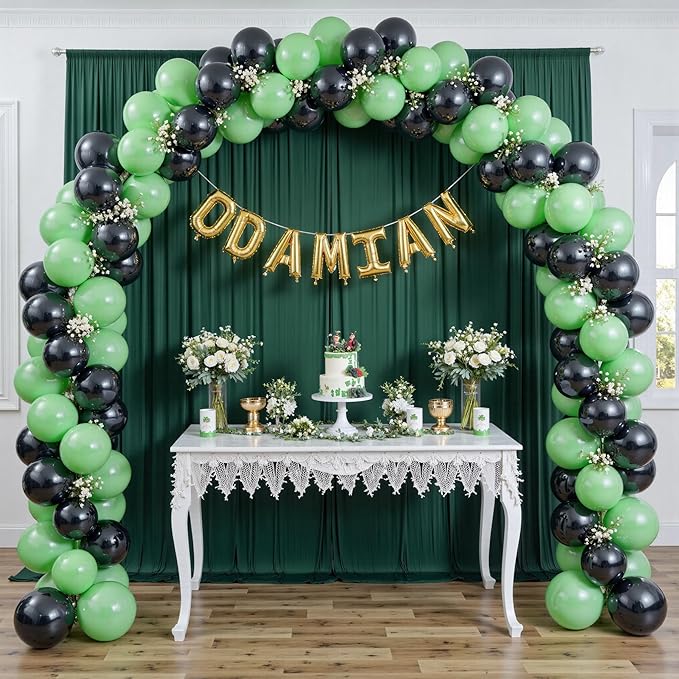 40 ft x 10 ft Wrinkle Free Hunter Green Backdrop Curtain for Parties, Polyester Dark Green Photo Backdrop Drapes 8 Panels 5x10ft for Baby Shower Wedding Birthday Party Photography Curtains