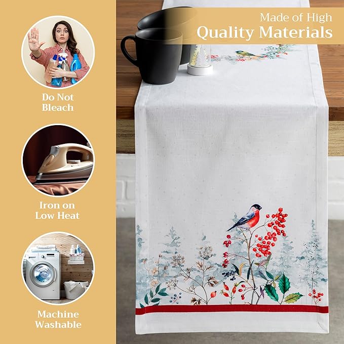 Maison d' Hermine Table Runner 100% Cotton Single Layer Table Runners 72 inches Long Decorative for Home Kitchen Dining Party Baby Shower Wedding Bridal Shower (Morzine, 14.50" x 72")