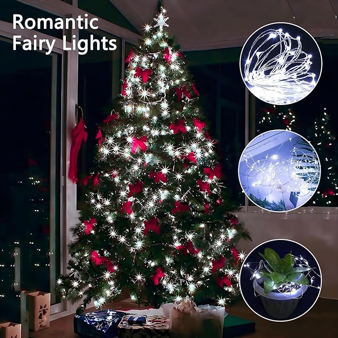 6 Pack Fairy Lights Battery Operated with Remote Control Timer, 26 FT 80 LED String Lights Outdoor Indoor, 8 Modes Twinkle Lights for Christmas Party Wedding Birthday Bedroom Décor (Cool White)