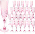 Plastic Champagne Flutes, 24PCS Pink Wine Glasses Goblets Cups Reusable Flute, for Weddings Bachelor Parties Toasting and Events (24, Pink)