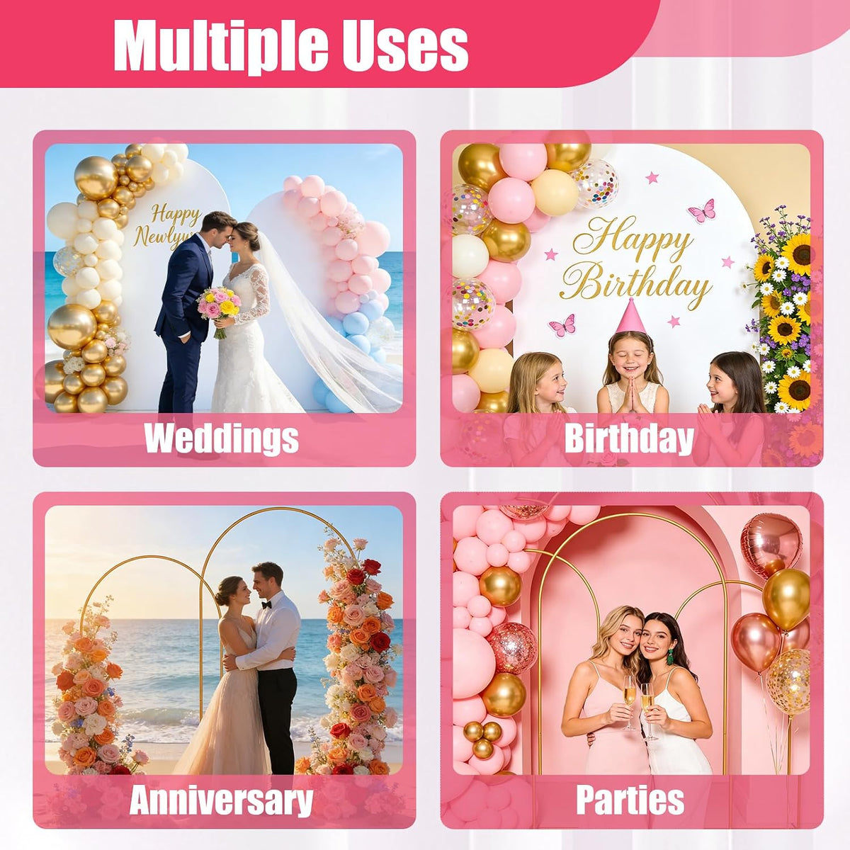 2 Pack Arch Backdrop Stand and Cover Set(7.2FT/6FT) Balloon Arch Stand