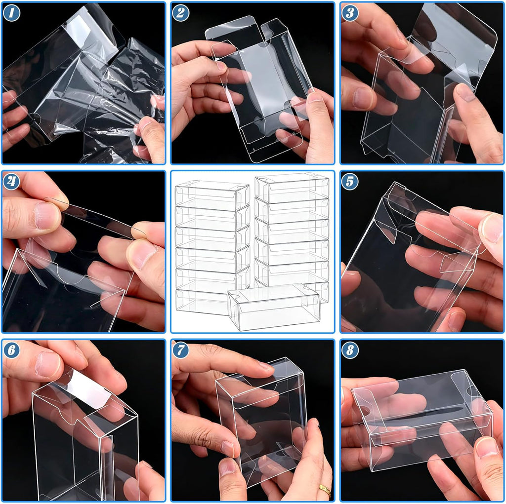 BadenBach 50 Pack Mini Clear Plastic Gift Boxes, 3.3"x2.3"x1.2" | Small Transparent Favor Boxes Bulk, for Homemade Soap, Treats, Candy, Cookies, Party Favors, Jewelry Wrap Supplies