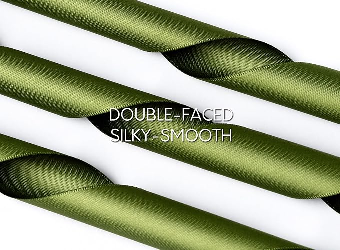 Green Satin Ribbon 1-1/2 Inch x 50 Yards Double-Faced for Gift Wrapping Crafts Flower Bouquet Invitations Holiday Decorating