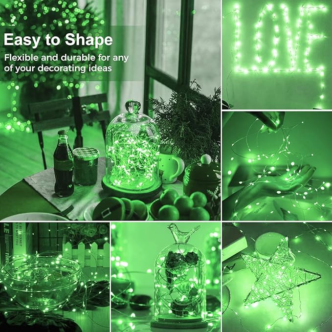 kolpop 30 Pack LED Fairy Lights Battery Operated, 7FT 20 LED Mini Twinkle String Lights Battery Powered Waterproof for Christmas Halloween Mason Jars Party (Green)