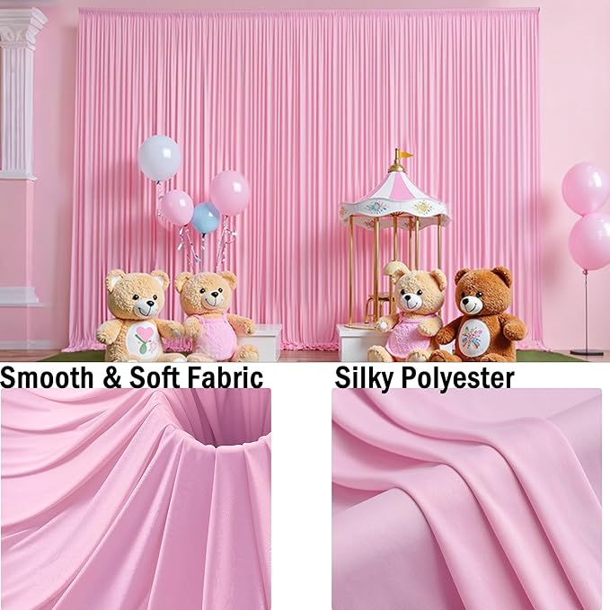 30ftx10ft Pink Backdrop Curtains for Party Background, Wrinkle Free Pink Photo Curtains Backdrop Drapes 6 Panels Back Drop Cloth for Wedding Birthday Photography Baby Shower Decor