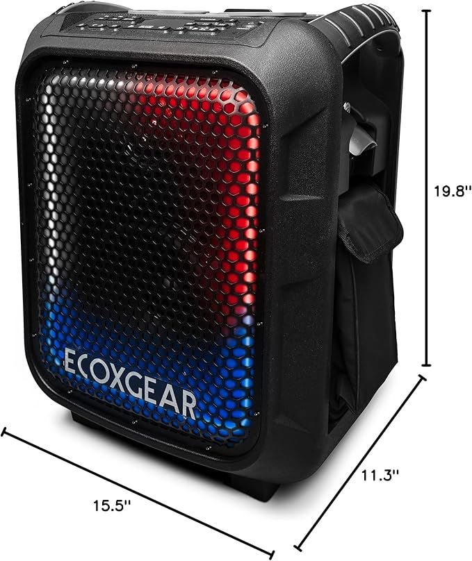 ECOXGEAR: EcoBoulder Ultra – 121dB Loud Rugged Bluetooth 5.1 Speaker, IP67 Waterproof, Drop and dustproof with Party Lights, 50+ Hours runtime, it Even Floats – Black