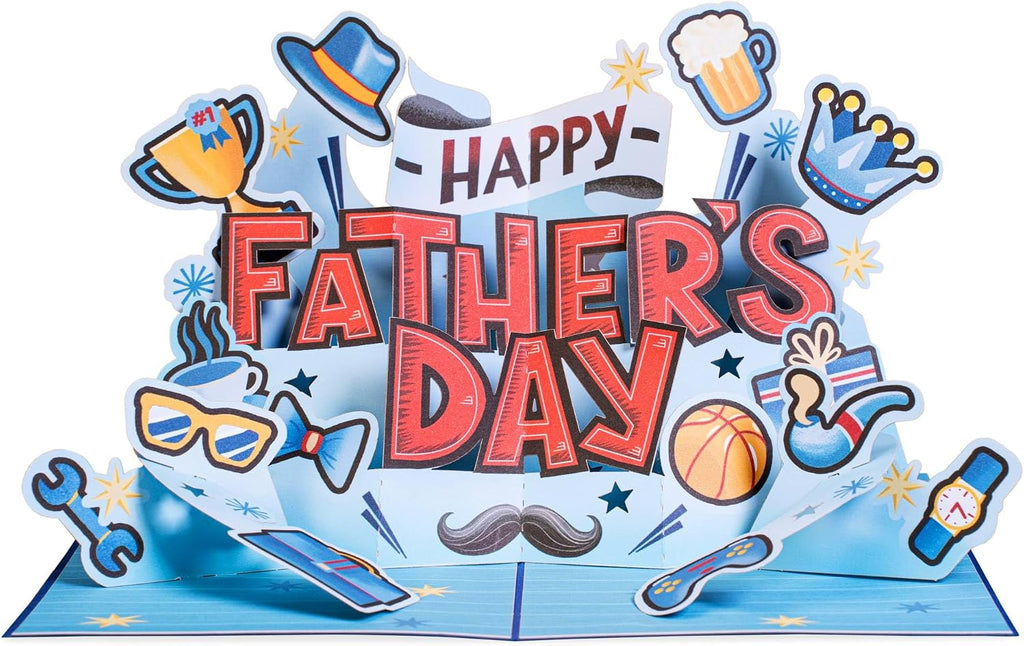 Paper Love 3D Pop Up Father's Day Card, To The Greatest DAD Ever, Gift for Dad, Husband, Son & Anyone, 5" x 7" Includes Envelope & Note Tag