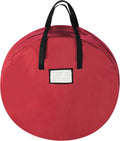 Wreath Storage Bag - 30-inch Organizer for Artificial Christmas Wreaths and Garland - Holiday Themed Canvas Tote with Handles by Tiny Tim Totes (Red)