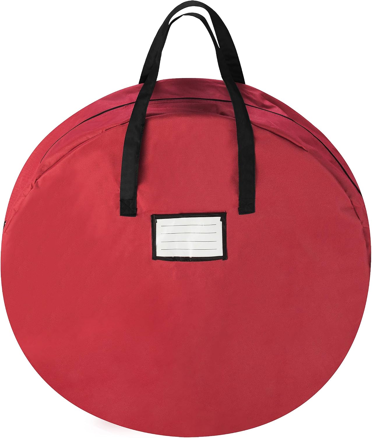 Wreath Storage Bag - 30-inch Organizer for Artificial Christmas Wreaths and Garland - Holiday Themed Canvas Tote with Handles by Tiny Tim Totes (Red)