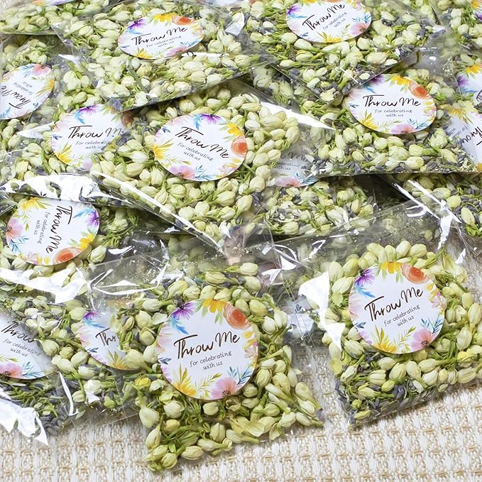 Oning 50 Pack Biodegradable Real Flower Petals Confetti, Wedding Flower Confetti with Jasmine & Lavender Petals for Flower Girls to Throw Making Handmade Candle Sachets, Bridal Shower Decor