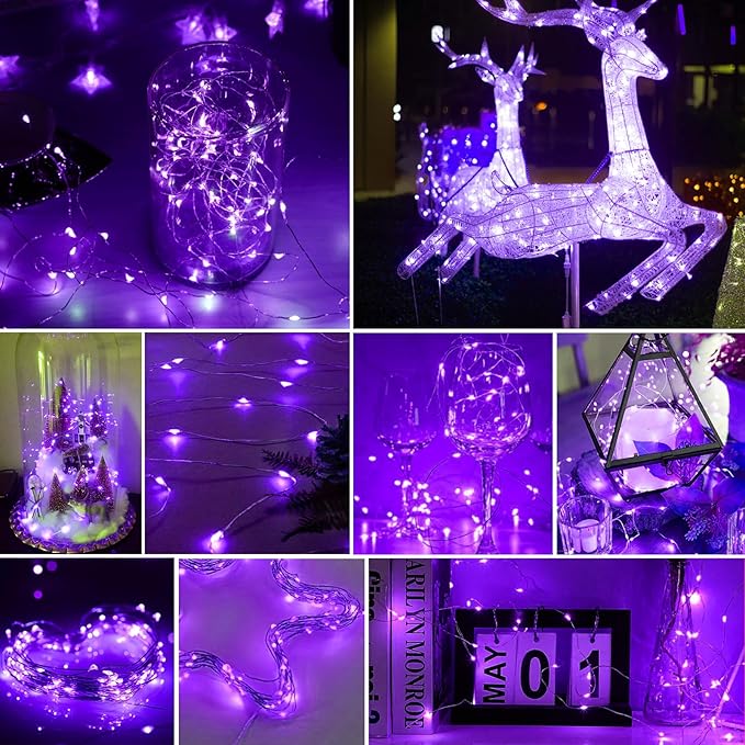 pozzolanas 12 Pack Purple Battery Operated String Lights - 7ft Waterproof Fairy Lights with 20 LEDs for Home, Mason Jar, Party, Wedding, Halloween, Christmas Decorations