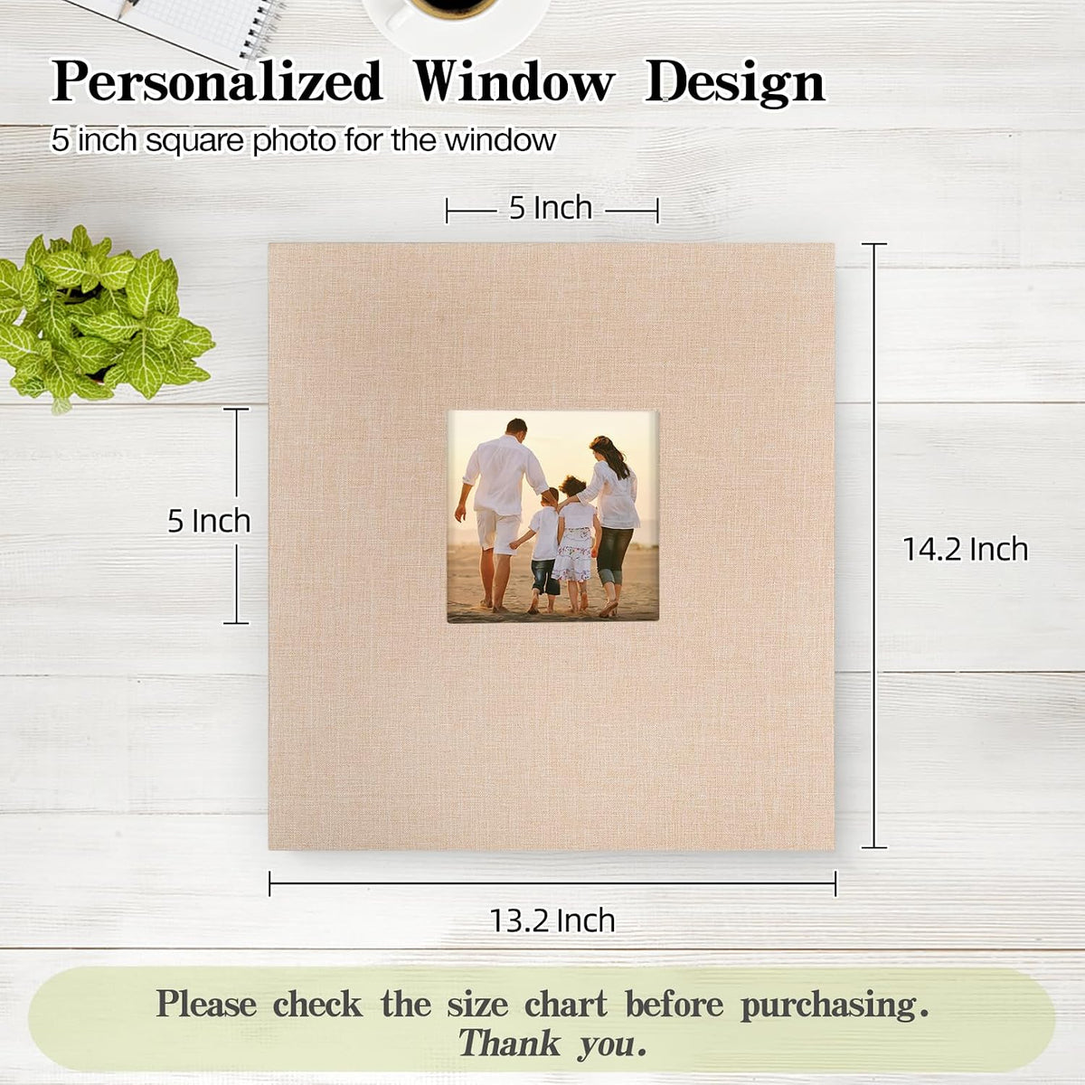 potricher Photo Album 4x6 Pictures, 1000 Pockets, Linen Cover, Beige