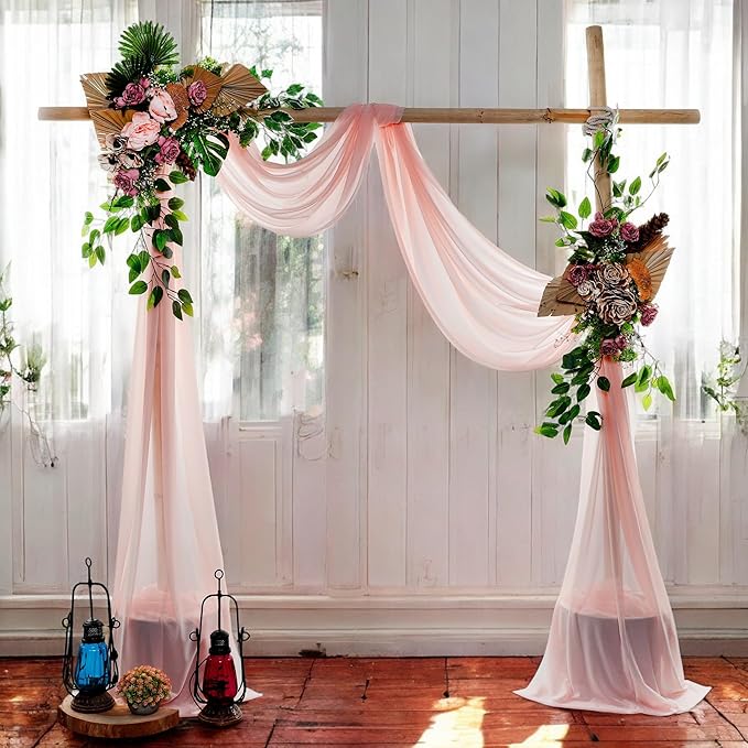 MDS Halloween Chiffon Draping Fabric - 2 Panel, 30" Wide x 100ft Long - Sheer Spooky Arbor & Canopy Drapery for Haunted House Backdrops, Party Ceilings, DIY Costumes & Themed Events - Dusty Rose