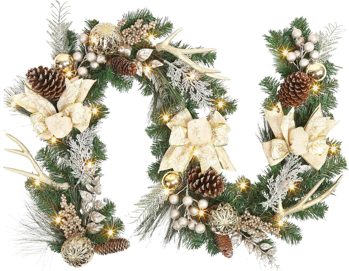 garvee 6 feet christmas garland with lights for, main product view