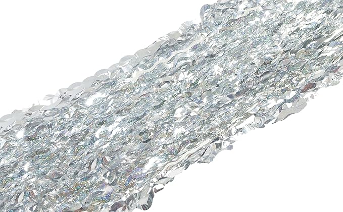 4 Pack 3.3 ft x 6.6 ft Silver Metallic Tinsel Foil Fringe Curtains - Door Streamers for Photo Booth Christmas Day Thanksgiving Wedding New Year Party Decorations