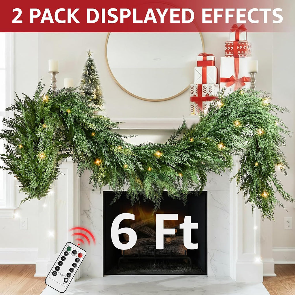 christmas cedar garland realistic - cypress decorations with shown in use