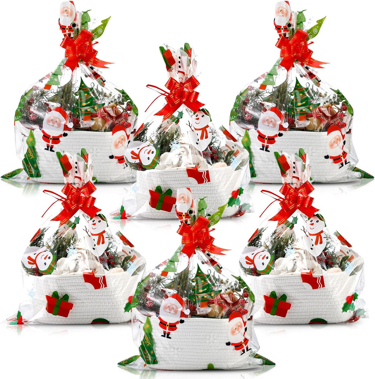 teenyyou 18 pcs christmas woven baskets with cellophane, main product view