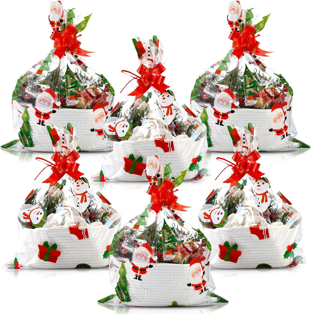 teenyyou 18 pcs christmas woven baskets with cellophane, main product view