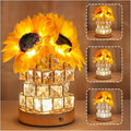Birthday Gifts for Women/Mom Sunflower Cordless Table Lamp,3 Color Crystal Lamps Touch Bedside Lamps Infinitely Dimming with USB Charge Small Night Light,Nightstand Lamp for Bedroom (Square)