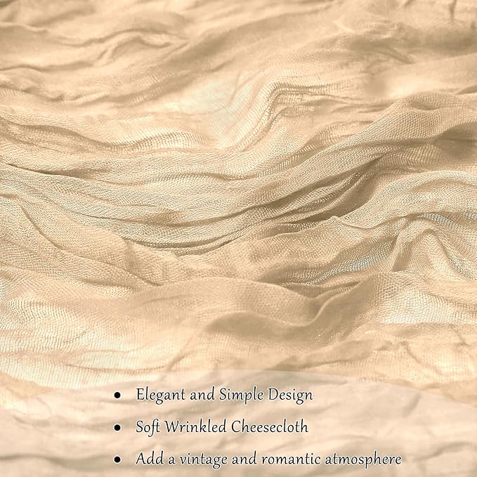 Cheesecloth Table Runner 10FT (35x120 Inch) - 10 Pack Nude Boho Gauze Fabric Cheese Cloth Table Runner Rustic Sheer Table Runners Cheesecloth for Wedding, Bridal Shower, Birthday Party Decor