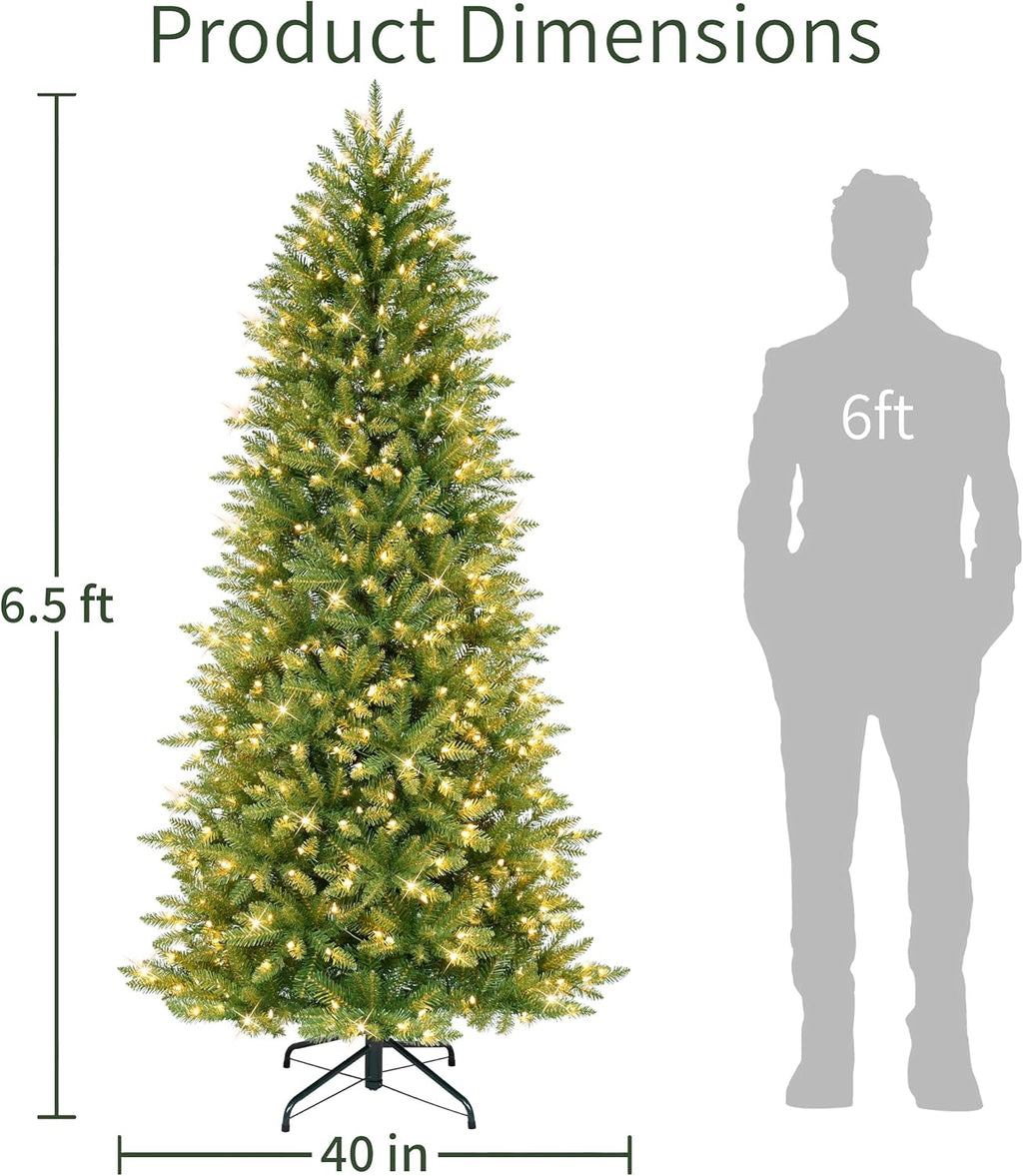 puleo international 6.5ft pre-lit slim fraser fir artificial, close-up detail