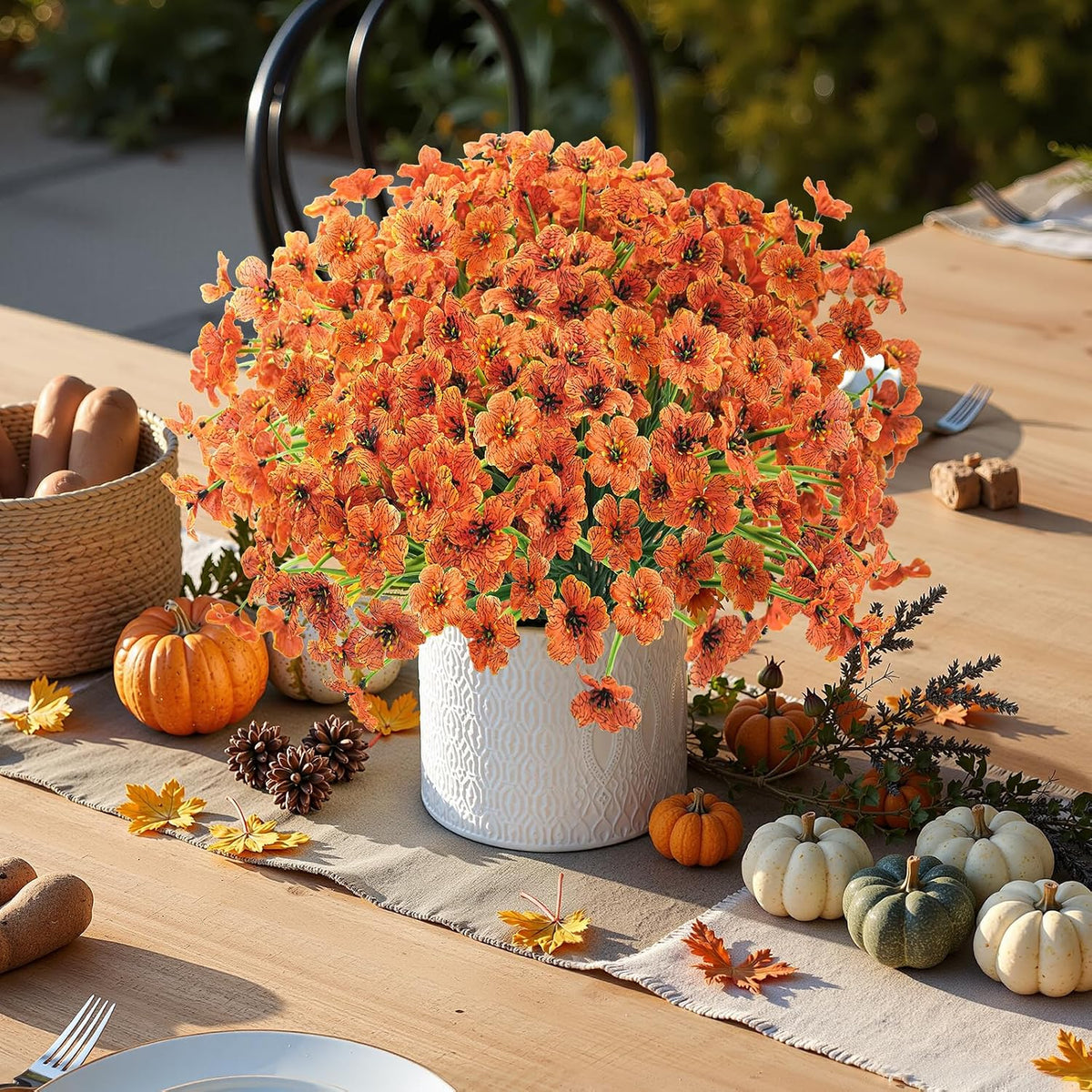 uieke 72 pcs artificial fall flowers for outdoors showing dimensions
