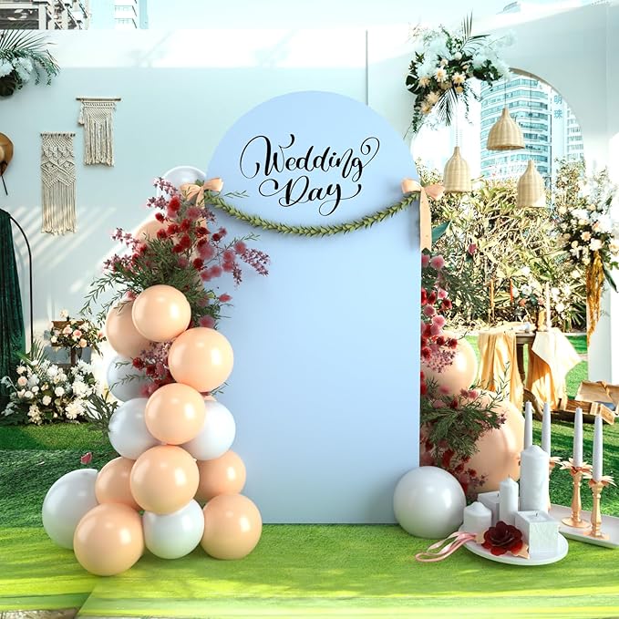 bricia Wedding Arch Backdrop Stand Cover, 5FT Double Sided Stretchy Arch Cover Fitted Wedding Birthday Party Banquet Decoration (Bluemist 60''Lx25.2''W)
