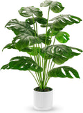Der Rose 28" Fake Plants Large Artificial Monstera Faux Potted Plants Indoor Tall for Outdoor Living Room House Floor Front Porch Tree Decor