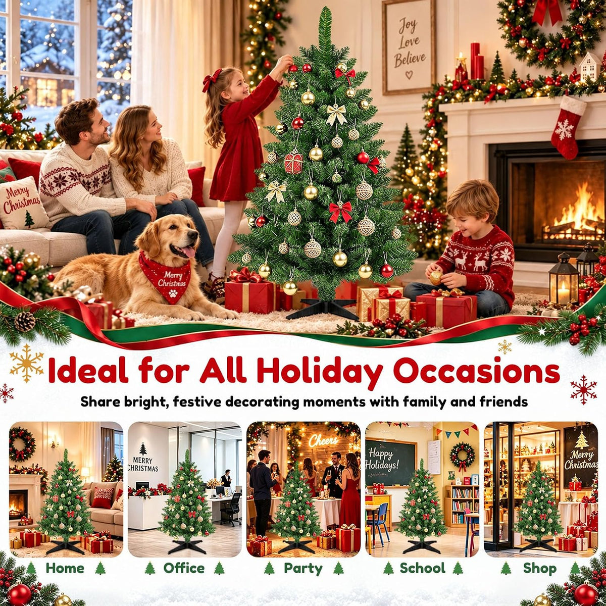 3ft artificial small christmas tree, premium pvc tips showing dimensions