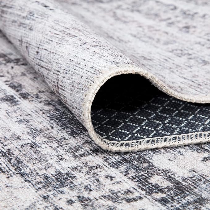 Bloom Rugs Washable Non-Slip 9' x 12' Rug - Gray/Charcoal/Blue Modern Abstract Area Rug for Living Room, Bedroom, Dining Room, and Kitchen - Exact Size: 9' x 12'