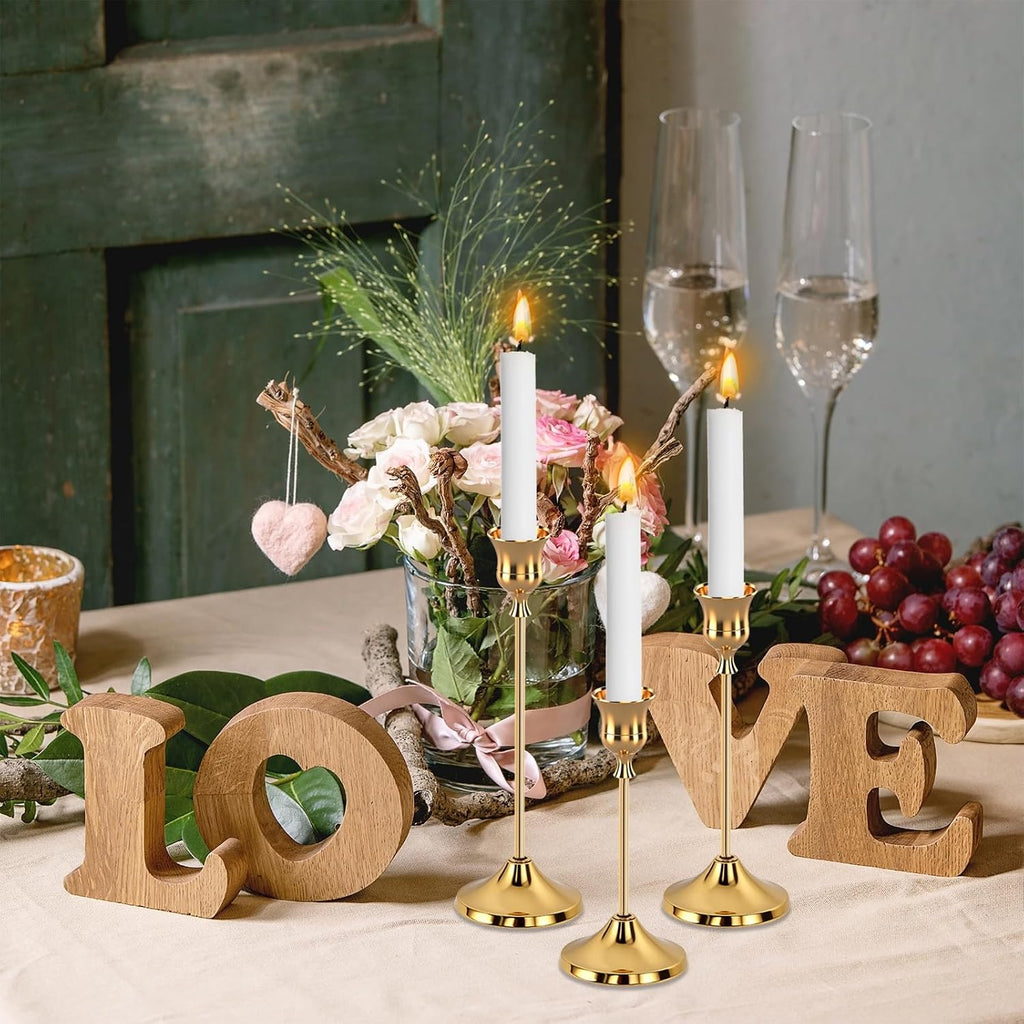 6pcs Gold Candle Holders, Candlestick Holders Taper Candle Holders for Pillar Candles Sticks Holder Decor Halloween Christmas Decorations Candle Candelabros para Centros de Mesa