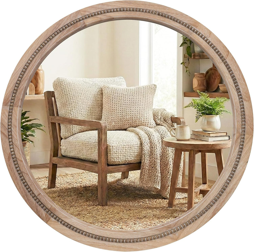 solid wood 36 inch round beaded wall decor, main product view