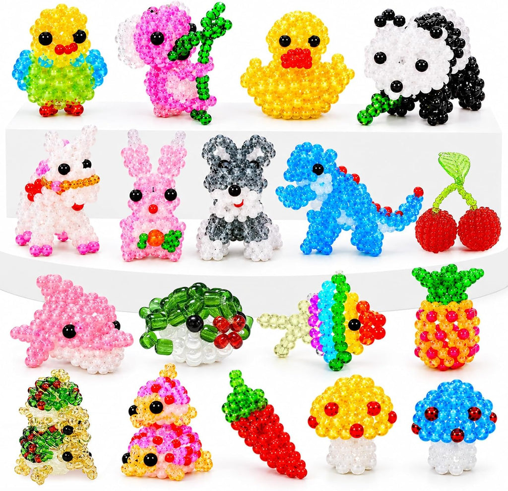 lydztion 18pcs mini 3d beaded animals set, handmade, main product view