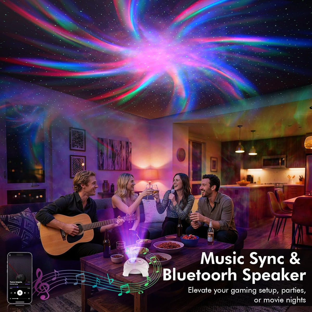 Rossetta Dual Lens Galaxy Star Aurora Projector Night Light for Bedroom