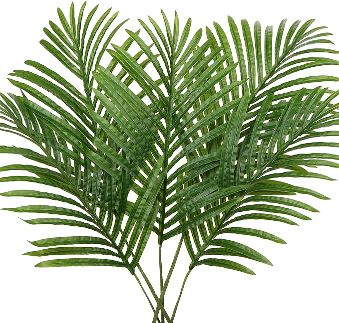 Large Artificial Palm Leaves Palm Fronds Tropical Leaves Areca Palm Branches Palm Leaves with Stem Palm Tree Leaves Faux Palm Leaves for Floral Arrangement Fake Leaves Palm Sunday Decor-Large Leaf