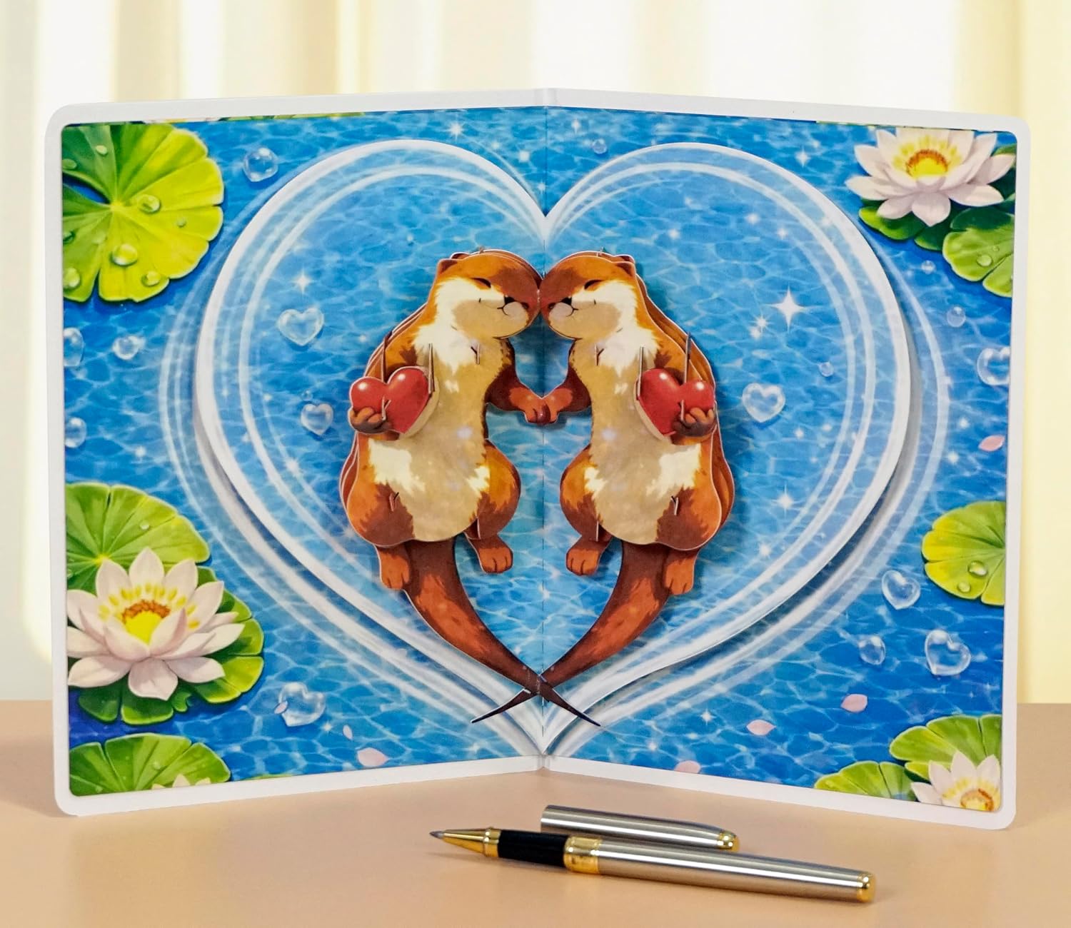 CUTPOPUP Otter Couple Pop Up Anniversary Cards, 3D Wedding Anniversary Card for Him Her Wife Husband Mum Dad, Birthday Card, Mothers Day, Happy Valentines Day Cards Romantic US8-AN185US