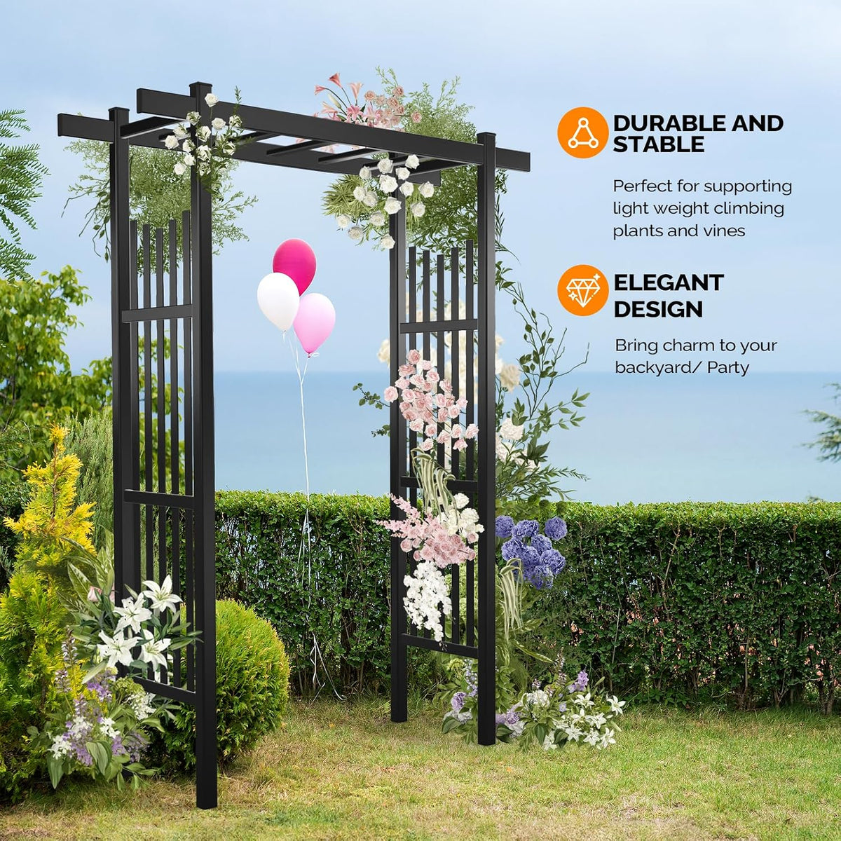 VINGLI Garden Arbor, PVC Wedding Arch for Ceremony Party, Garden Trellis for ...