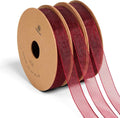Vitalizart 3/8" x 30Yd Organza Ribbon Christmas Red Sheer Ribbons Set 10 Yd x 3 Rolls Handmade Eco-Friendly for Gift Wrapping Christmas Tree Crafts Bows Wedding Invitations Wreaths Wrap