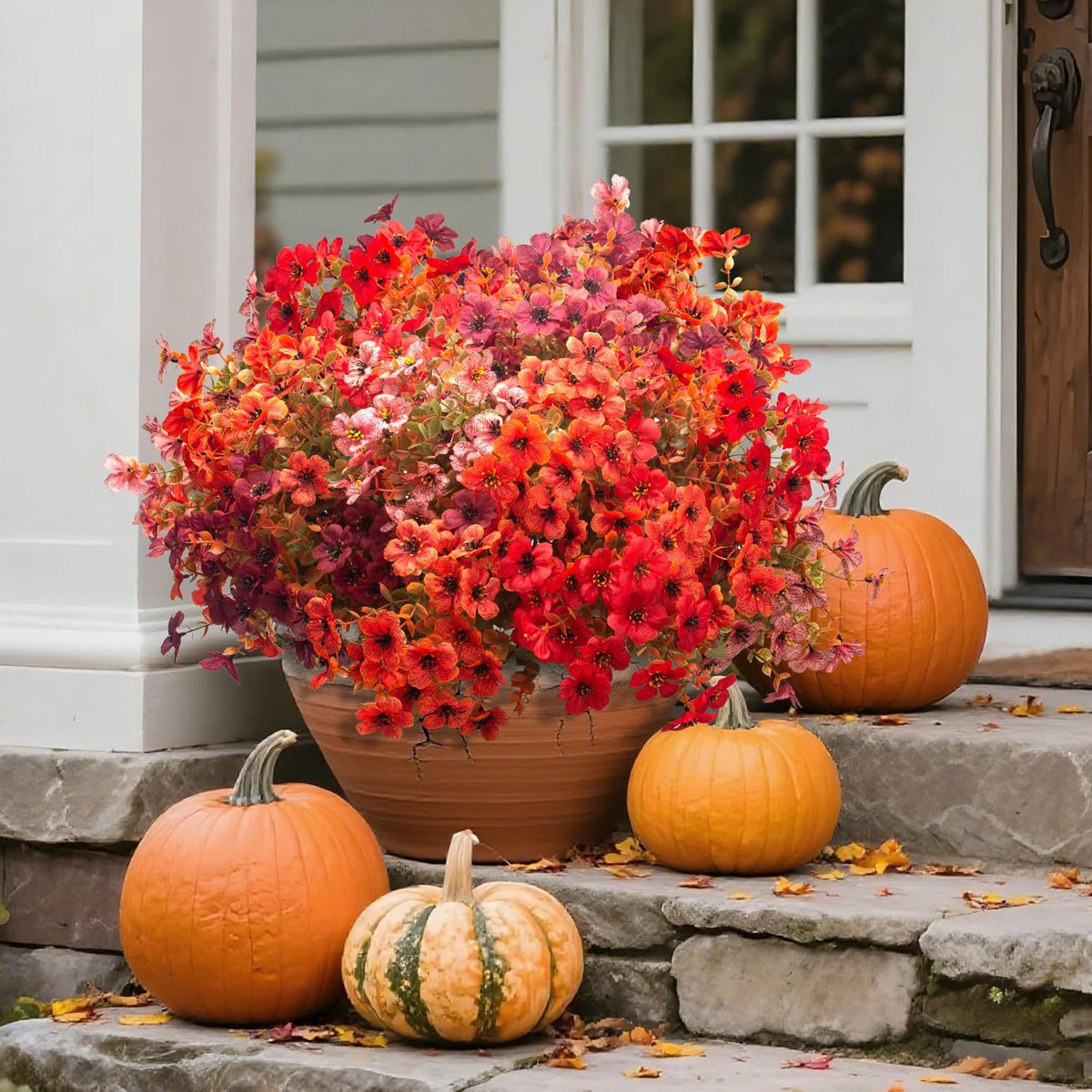 grunyia 20 bundles uv resistant artificial fall flowers, close-up detail