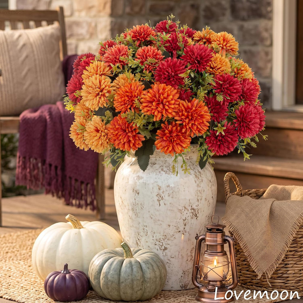 lovemoon artificial chrysanthemums flowers for outdoors, fall, side view
