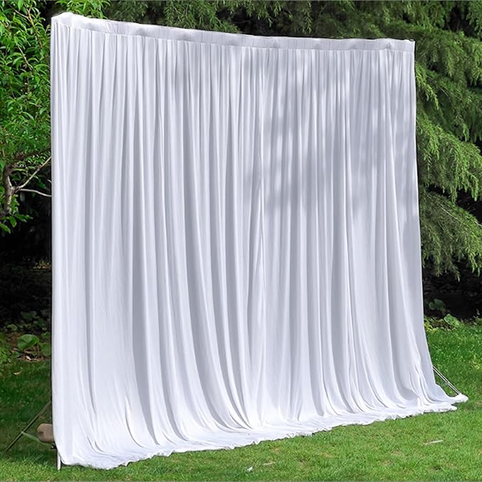 2 Pack White Backdrop Curtain for Wedding Photo Photoshoot Birthday Party Christmas Decorations (27" W x 120" L (Pack of 2))