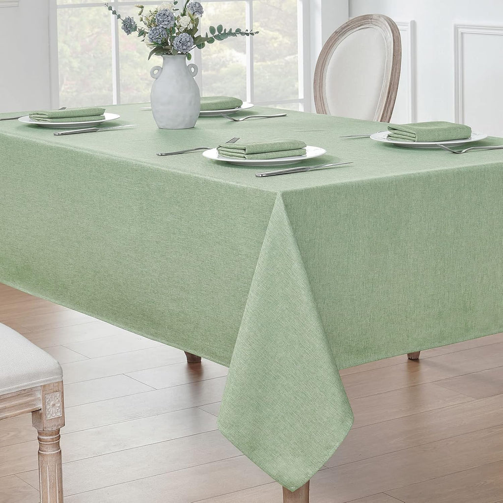 Veblandy Rectangle Tablecloth Waterproof Linen Textured Table Cloth Stain and Wrinkle Resistant Washable, Decorative Fabric Table Cover for Dining, Party and Camping (Sage Green, 52 * 70)